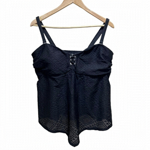 ADDITION Elle Cactus Black Tankini Top Size 2x - Picture 1 of 9